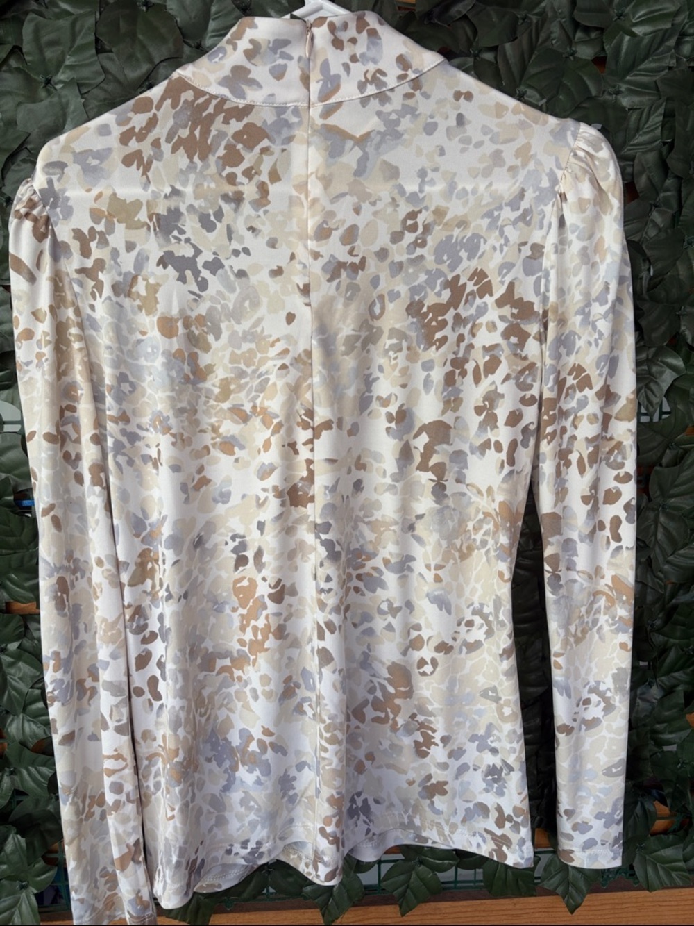 Susan Graver Neutral Animal-Print Twist Front Blouse - Picture 5 of 9